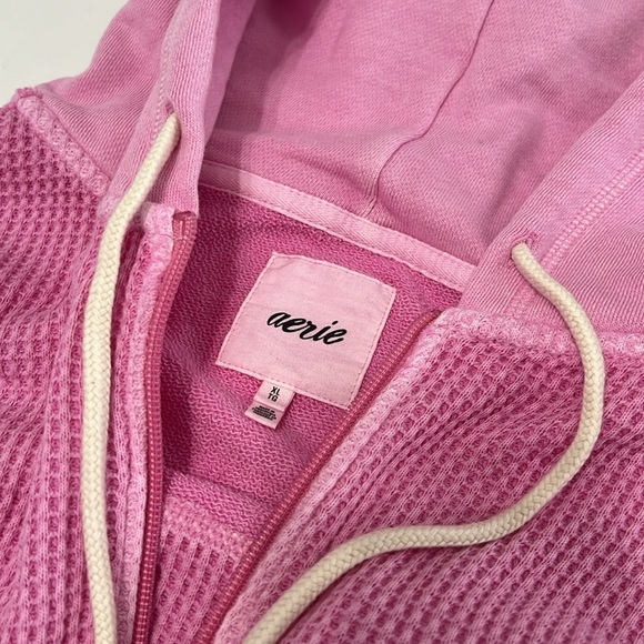 Aerie Barbie Pink Cropped Hoodie and Short Set NWT - Picture 3 of 7